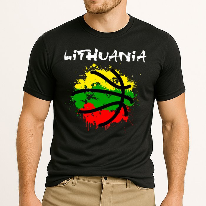 Lithuania Basketball Abstract - Lithuania Strong Basketball Performance Shirt
