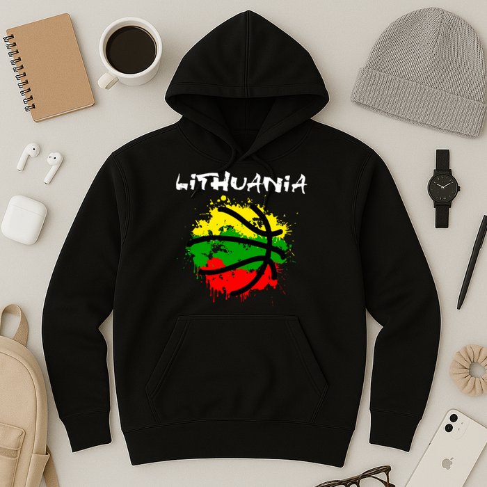 Lithuania Basketball Abstract - Lithuania Strong Basketball Hoodie