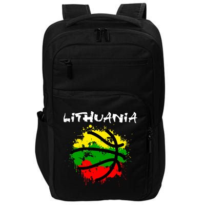 Lithuania Basketball Abstract - Lithuania Strong Basketball Impact Tech Backpack
