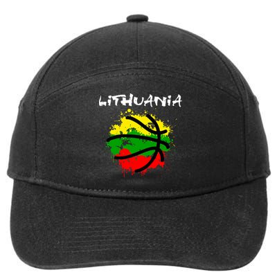 Lithuania Basketball Abstract - Lithuania Strong Basketball 7-Panel Snapback Hat