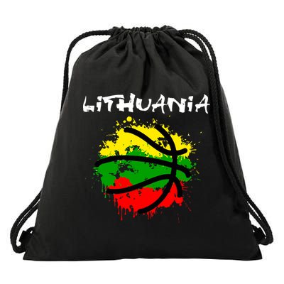Lithuania Basketball Abstract - Lithuania Strong Basketball Drawstring Bag
