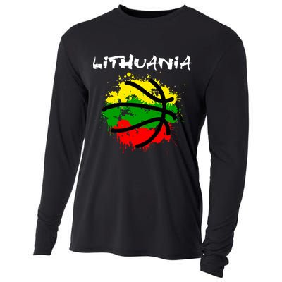 Lithuania Basketball Abstract - Lithuania Strong Basketball Cooling Performance Long Sleeve Crew