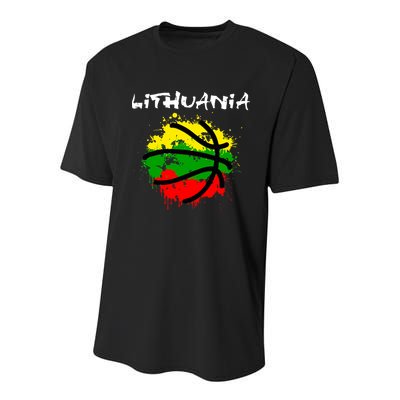 Lithuania Basketball Abstract - Lithuania Strong Basketball Youth Performance Sprint T-Shirt