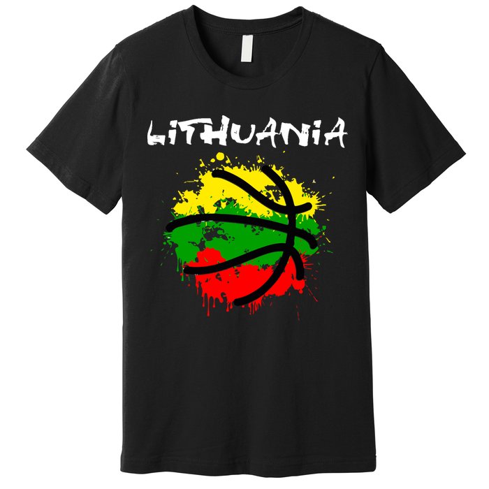 Lithuania Basketball Abstract - Lithuania Strong Basketball Premium T-Shirt