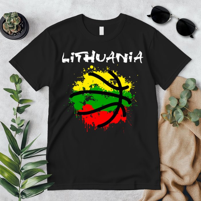 Lithuania Basketball Abstract - Lithuania Strong Basketball Premium T-Shirt