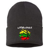 Lithuania Basketball Abstract - Lithuania Strong Basketball Sustainable Knit Beanie
