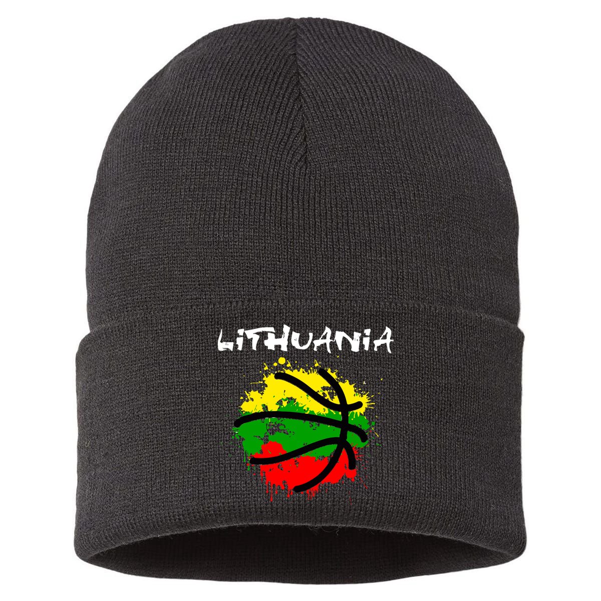 Lithuania Basketball Abstract - Lithuania Strong Basketball Sustainable Knit Beanie