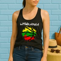 Lithuania Basketball Abstract - Lithuania Strong Basketball Womens Tank Top