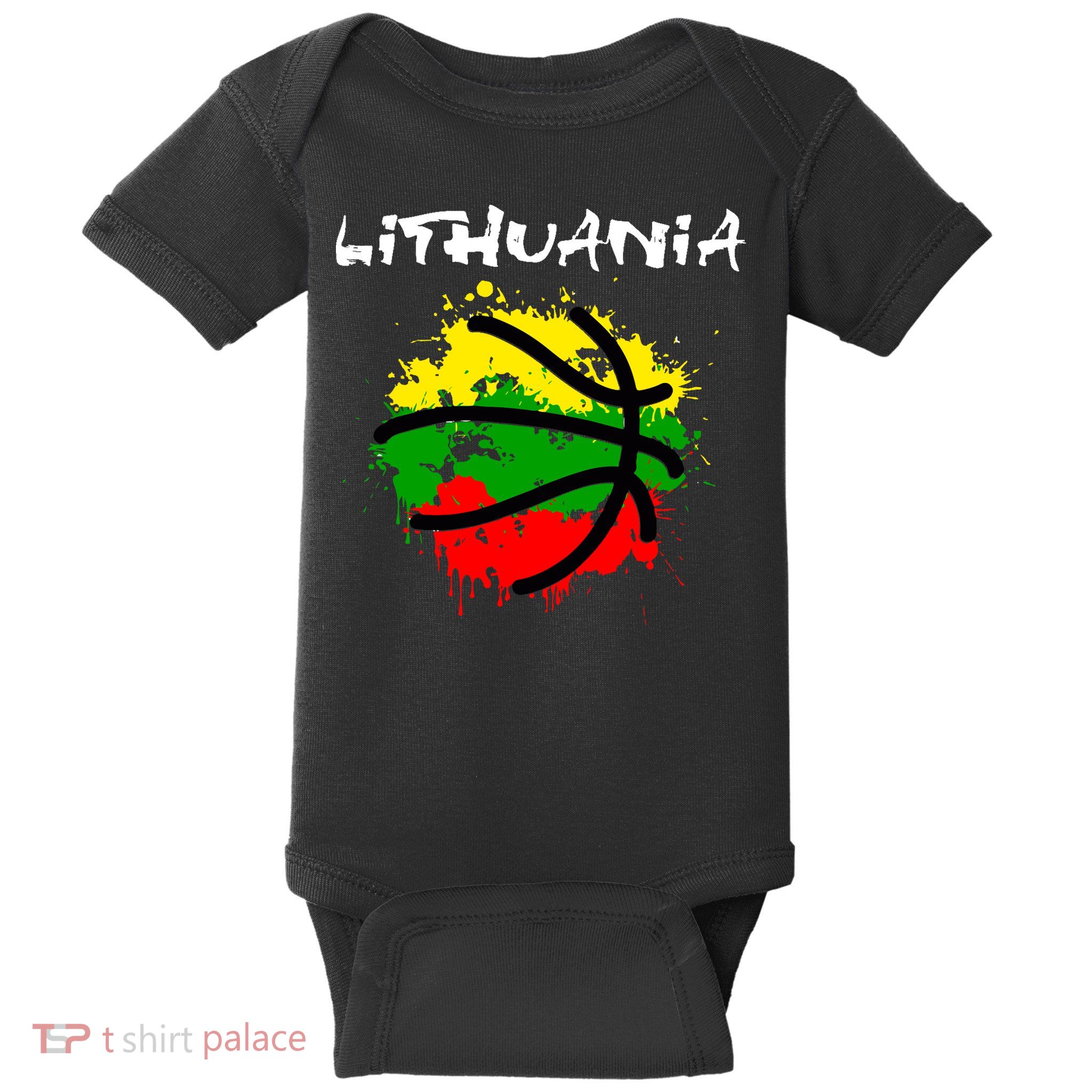 Lithuania Basketball Abstract - Lithuania Strong Basketball Baby Bodysuit