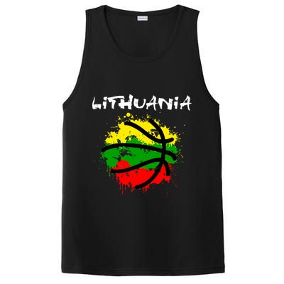 Lithuania Basketball Abstract - Lithuania Strong Basketball PosiCharge Competitor Tank