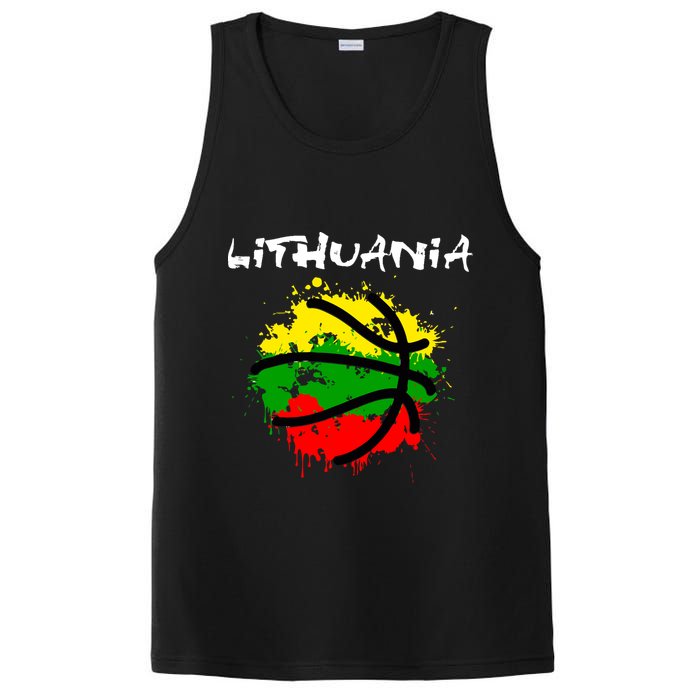 Lithuania Basketball Abstract - Lithuania Strong Basketball PosiCharge Competitor Tank