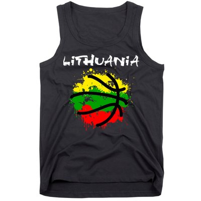 Lithuania Basketball Abstract - Lithuania Strong Basketball Tank Top
