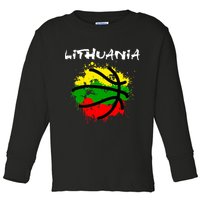 Lithuania Basketball Abstract - Lithuania Strong Basketball Toddler Long Sleeve Shirt