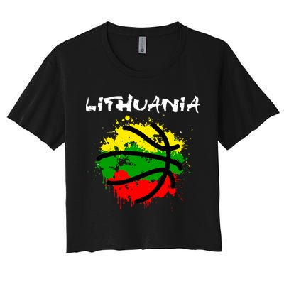 Lithuania Basketball Abstract - Lithuania Strong Basketball Crop Top