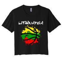 Lithuania Basketball Abstract - Lithuania Strong Basketball Crop Top