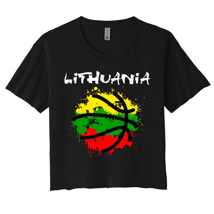 Lithuania Basketball Abstract - Lithuania Strong Basketball Crop Top