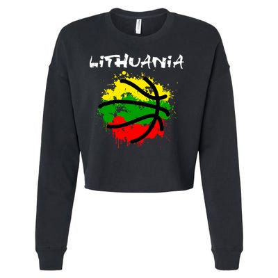 Lithuania Basketball Abstract - Lithuania Strong Basketball Cropped Pullover Crew