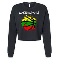 Lithuania Basketball Abstract - Lithuania Strong Basketball Cropped Pullover Crew