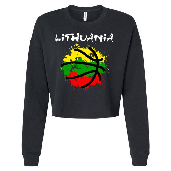 Lithuania Basketball Abstract - Lithuania Strong Basketball Cropped Pullover Crew