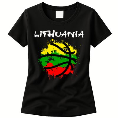 Lithuania Basketball Abstract - Lithuania Strong Basketball Womens T-Shirt