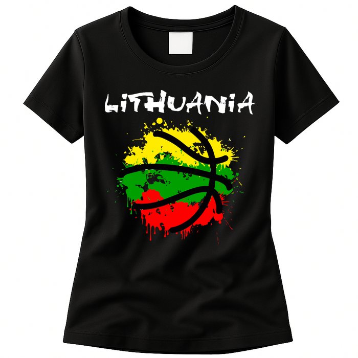 Lithuania Basketball Abstract - Lithuania Strong Basketball Womens T-Shirt