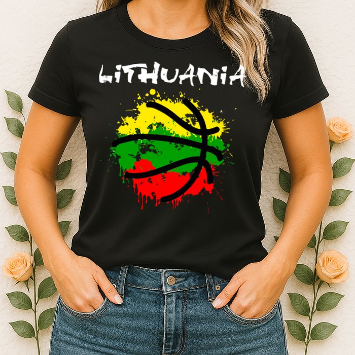 Lithuania Basketball Abstract - Lithuania Strong Basketball Womens T-Shirt
