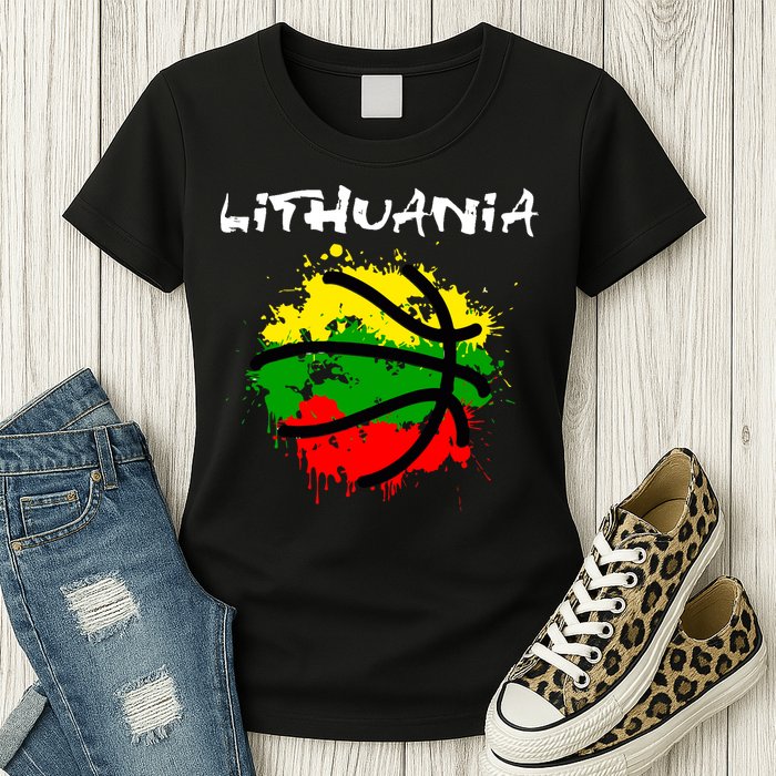 Lithuania Basketball Abstract - Lithuania Strong Basketball Womens T-Shirt