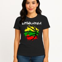 Lithuania Basketball Abstract - Lithuania Strong Basketball Womens T-Shirt