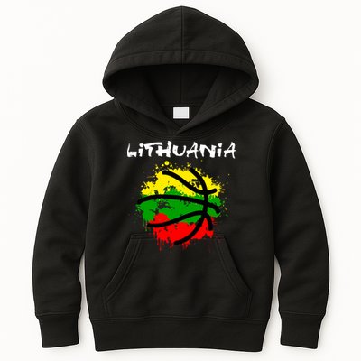 Lithuania Basketball Abstract - Lithuania Strong Basketball Kids Hoodie
