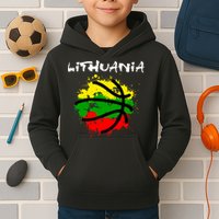 Lithuania Basketball Abstract - Lithuania Strong Basketball Kids Hoodie