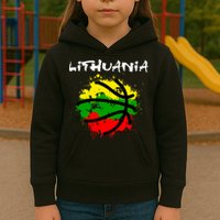 Lithuania Basketball Abstract - Lithuania Strong Basketball Kids Hoodie