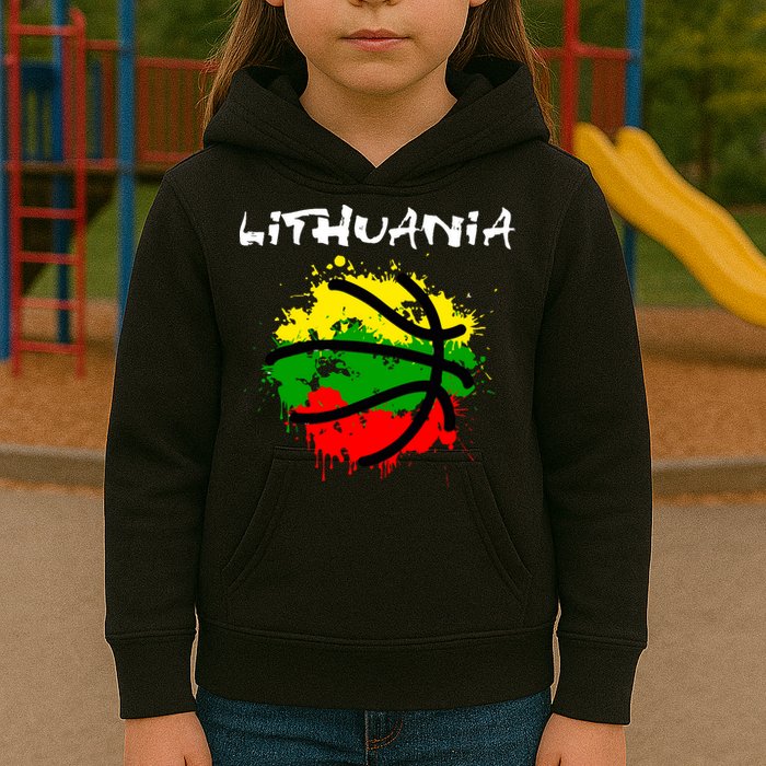 Lithuania Basketball Abstract - Lithuania Strong Basketball Kids Hoodie