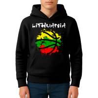 Lithuania Basketball Abstract - Lithuania Strong Basketball Kids Hoodie