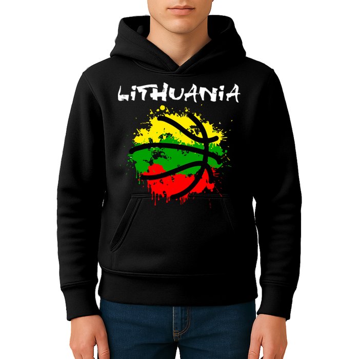 Lithuania Basketball Abstract - Lithuania Strong Basketball Kids Hoodie