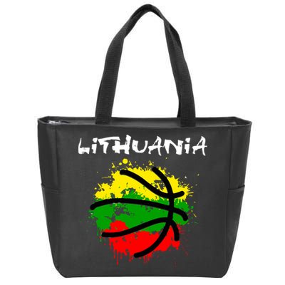 Lithuania Basketball Abstract - Lithuania Strong Basketball Zip Tote Bag
