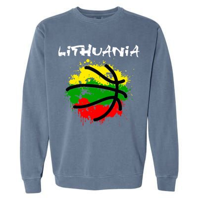 Lithuania Basketball Abstract - Lithuania Strong Basketball Garment-Dyed Sweatshirt