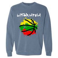 Lithuania Basketball Abstract - Lithuania Strong Basketball Garment-Dyed Sweatshirt