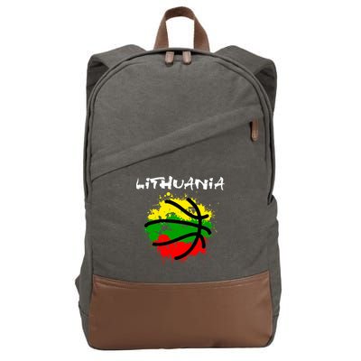 Lithuania Basketball Abstract - Lithuania Strong Basketball Cotton Canvas Backpack