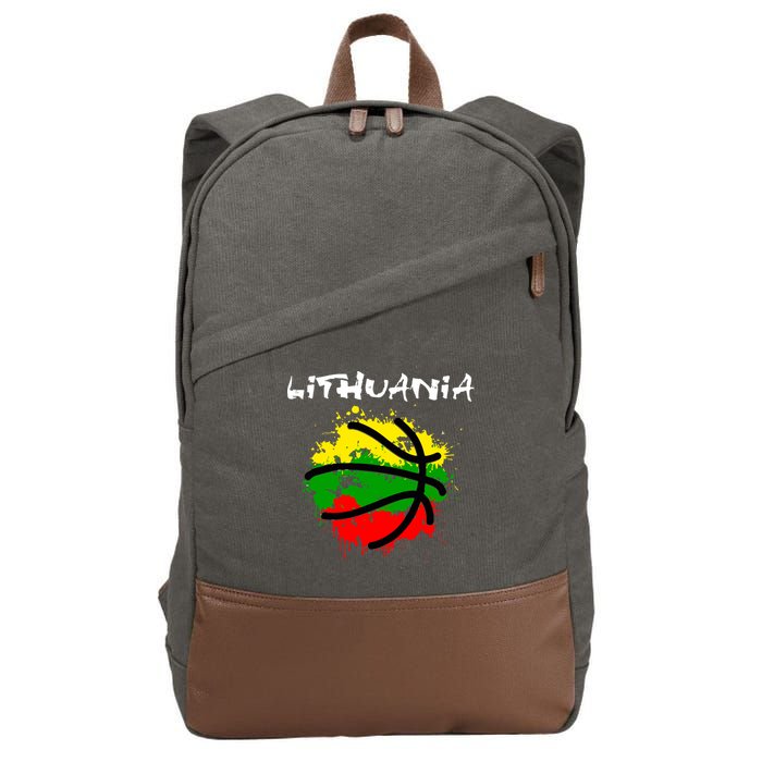 Lithuania Basketball Abstract - Lithuania Strong Basketball Cotton Canvas Backpack