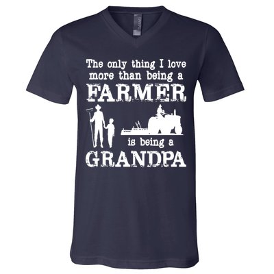 Love Being A Grandpa Funny Farmer For Fathers Day V-Neck T-Shirt