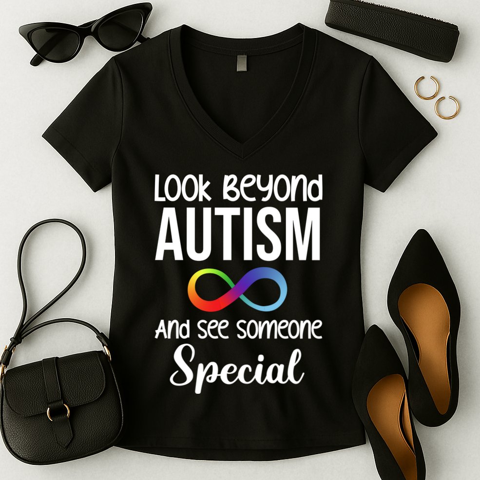 Look Beyong Autism And See Someone Special Women's V-Neck T-Shirt