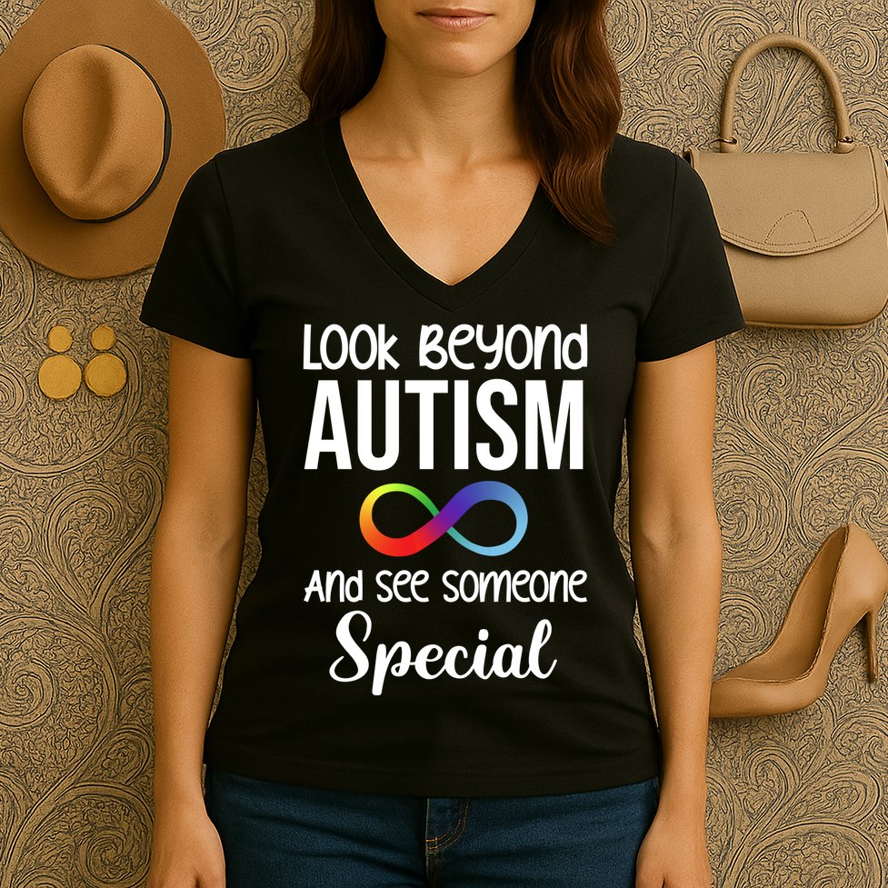 Look Beyong Autism And See Someone Special Women's V-Neck T-Shirt