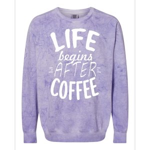 Life Begins After Coffee Colorblast Crewneck Sweatshirt