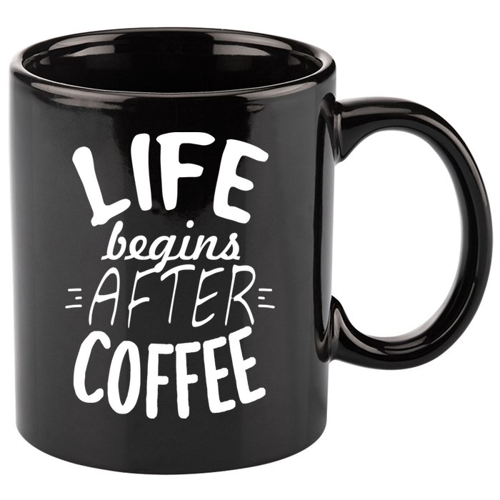Life Begins After Coffee 11oz C Handle Ceramic Mug