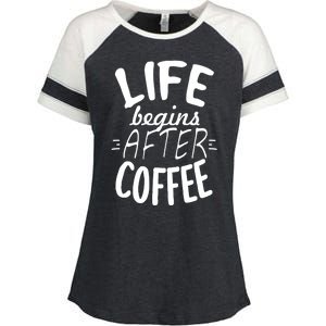 Life Begins After Coffee Enza Ladies Jersey Colorblock Tee