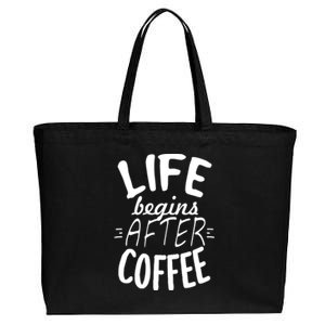 Life Begins After Coffee Cotton Canvas Jumbo Tote