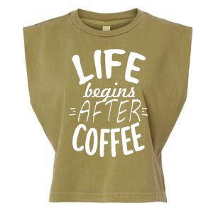 Life Begins After Coffee Garment-Dyed Women's Muscle Tee