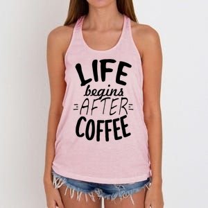 Life Begins After Coffee Women's Knotted Racerback Tank