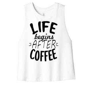 Life Begins After Coffee Women's Racerback Cropped Tank