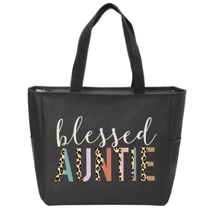 Leopard Blessed Auntie Aunt gift for mother''s day Zip Tote Bag